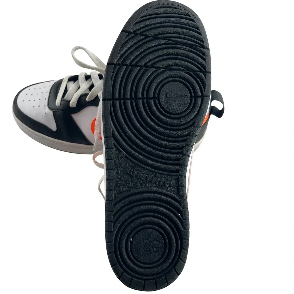Nike Court Borough‎ Low 2 GS White Black Neon Orange 6.5Y Sneakers BQ5448-115